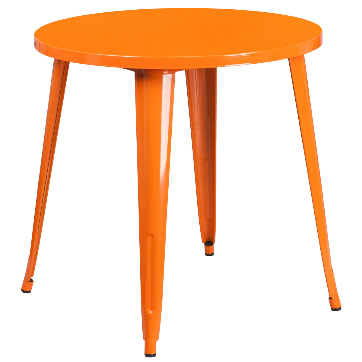 Orange |#| 30" Round Orange Metal Indoor-Outdoor Table Set with 2 Arm Chairs