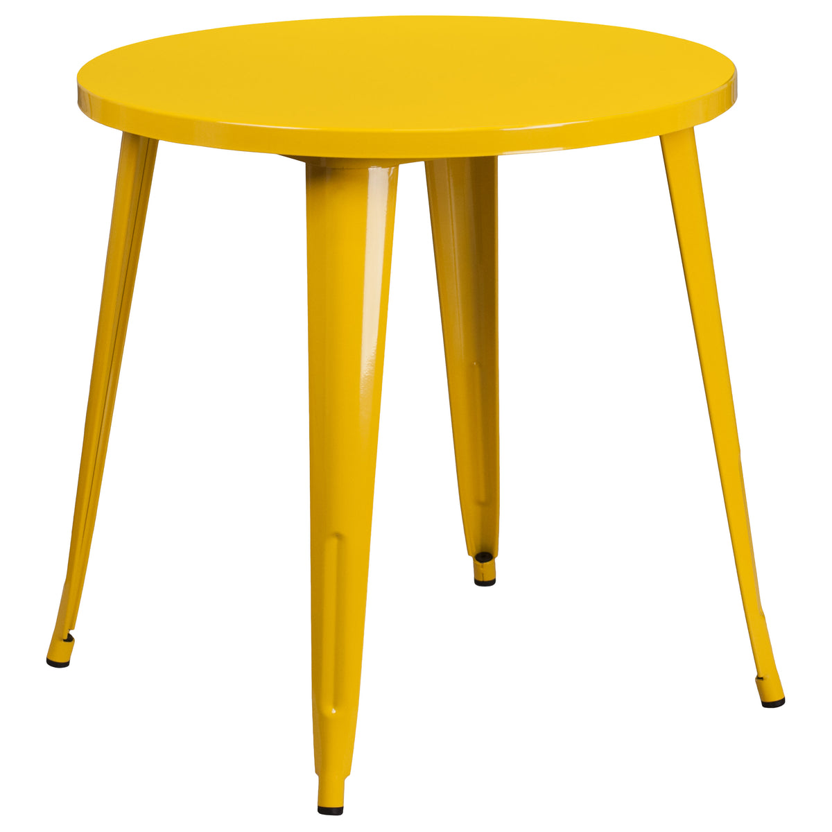 Yellow |#| 30" Round Yellow Metal Indoor-Outdoor Table Set with 2 Arm Chairs