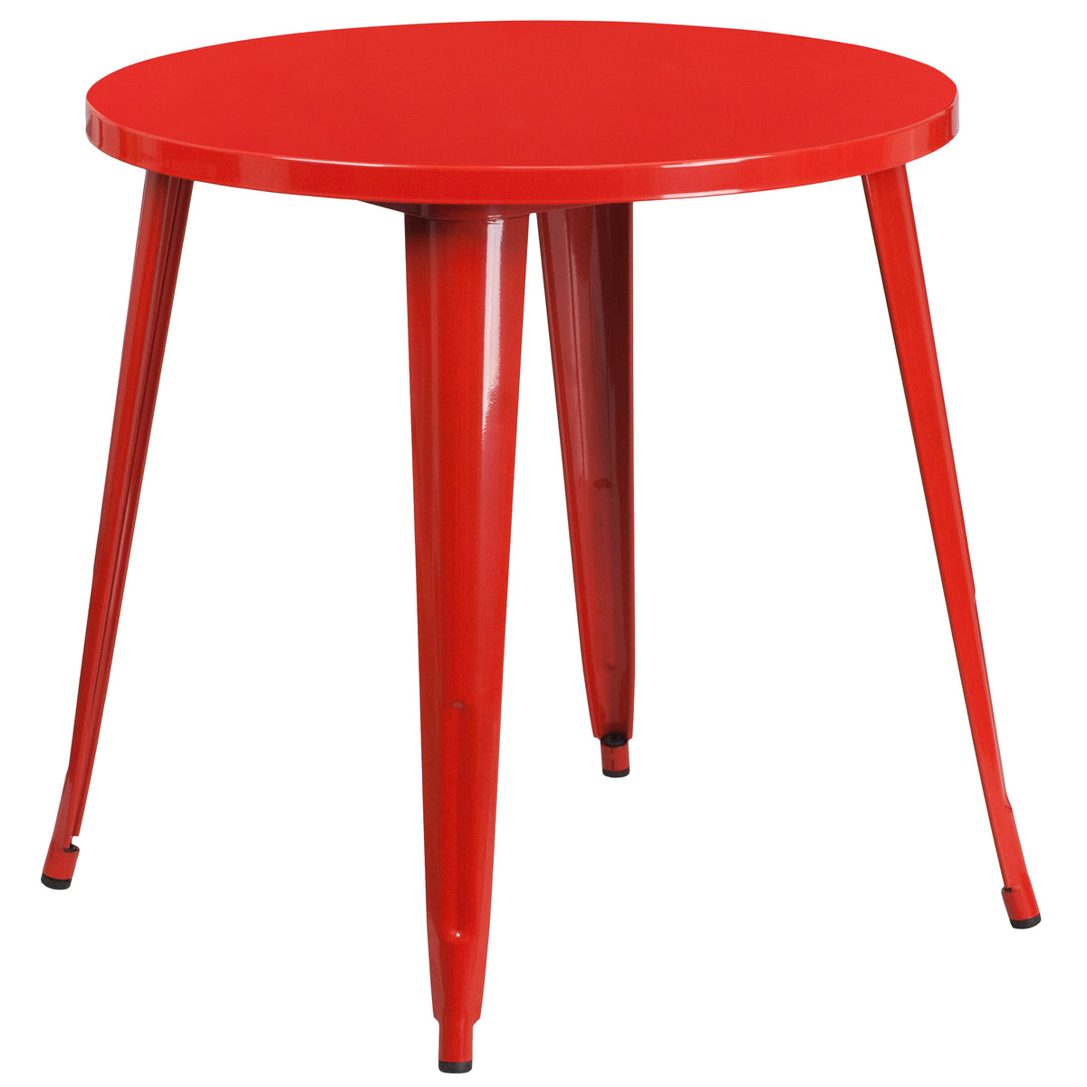 Red |#| 30" Round Red Metal Indoor-Outdoor Table Set with 2 Cafe Chairs