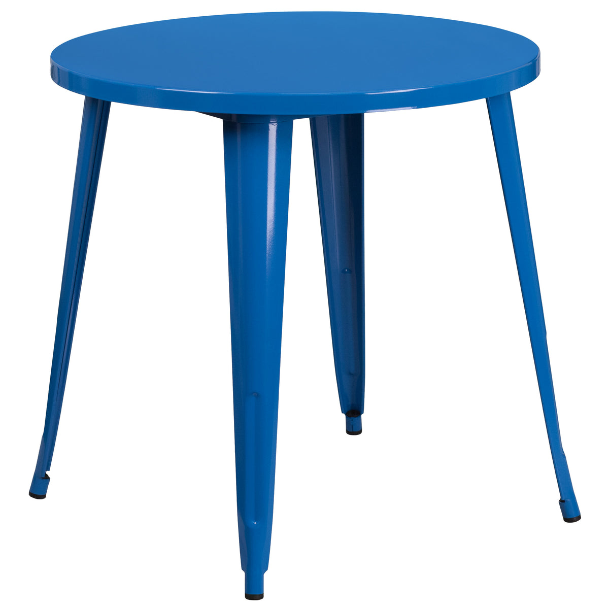 Blue |#| 30" Round Blue Metal Indoor-Outdoor Table Set with 2 Cafe Chairs