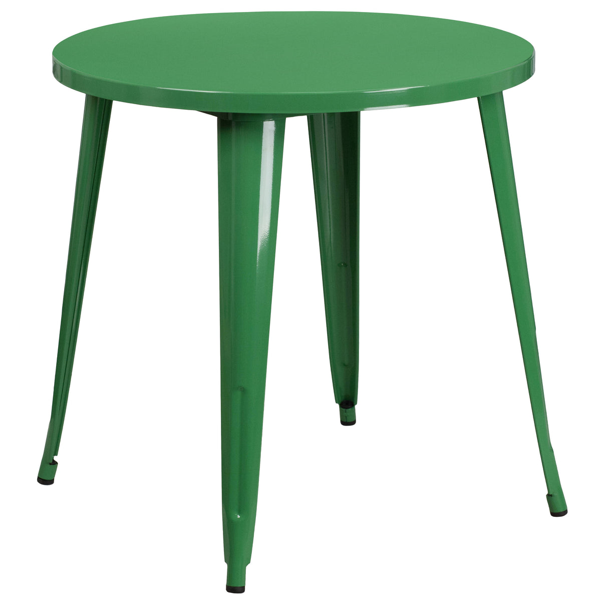 Green |#| 30" Round Green Metal Indoor-Outdoor Table Set with 2 Cafe Chairs