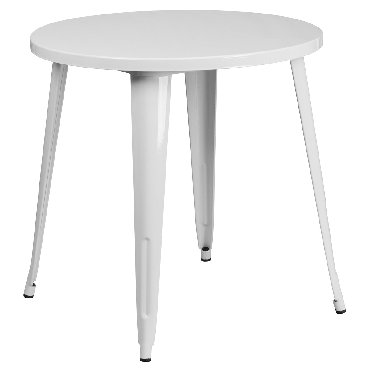 White |#| 30" Round White Metal Indoor-Outdoor Table Set with 2 Cafe Chairs