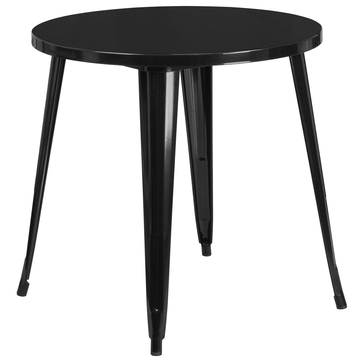 Black |#| 30" Round Black Metal Indoor-Outdoor Table Set with 2 Cafe Chairs