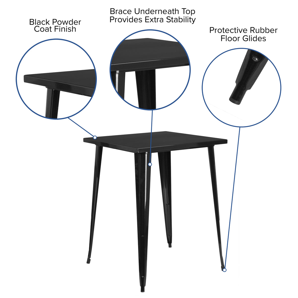Black |#| 31.5" Square Black Metal Indoor-Outdoor Bar Height Table - Café Table