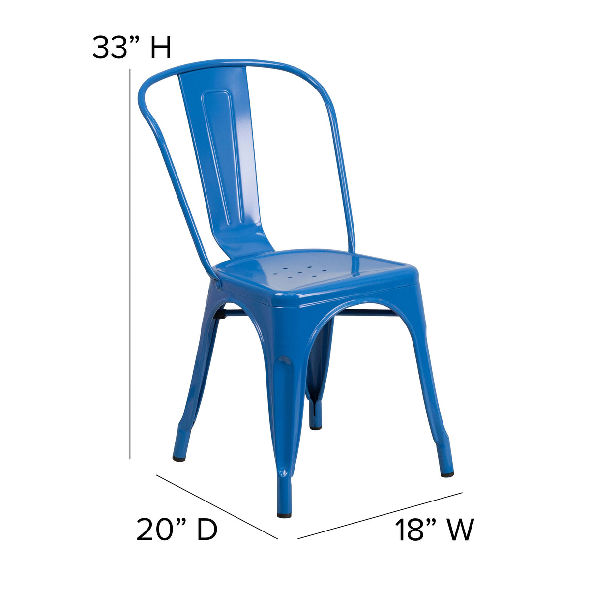 Blue |#| 31.5" Square Blue Metal Indoor-Outdoor Table Set with 4 Stack Chairs