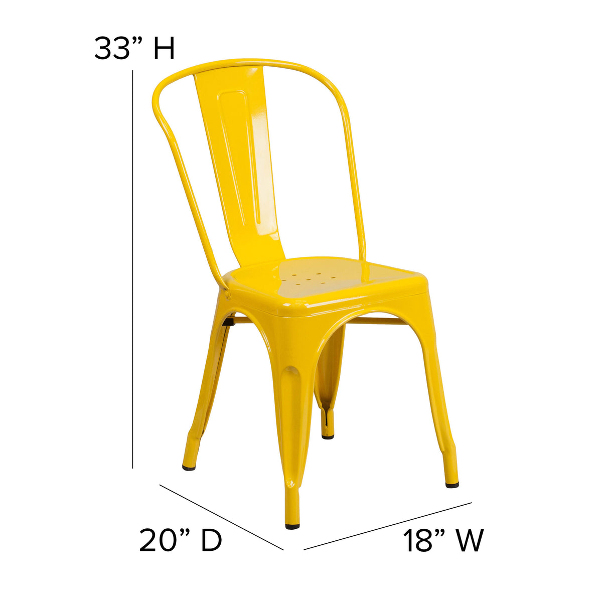 Yellow |#| 31.5" Square Yellow Metal Indoor-Outdoor Table Set with 4 Stack Chairs