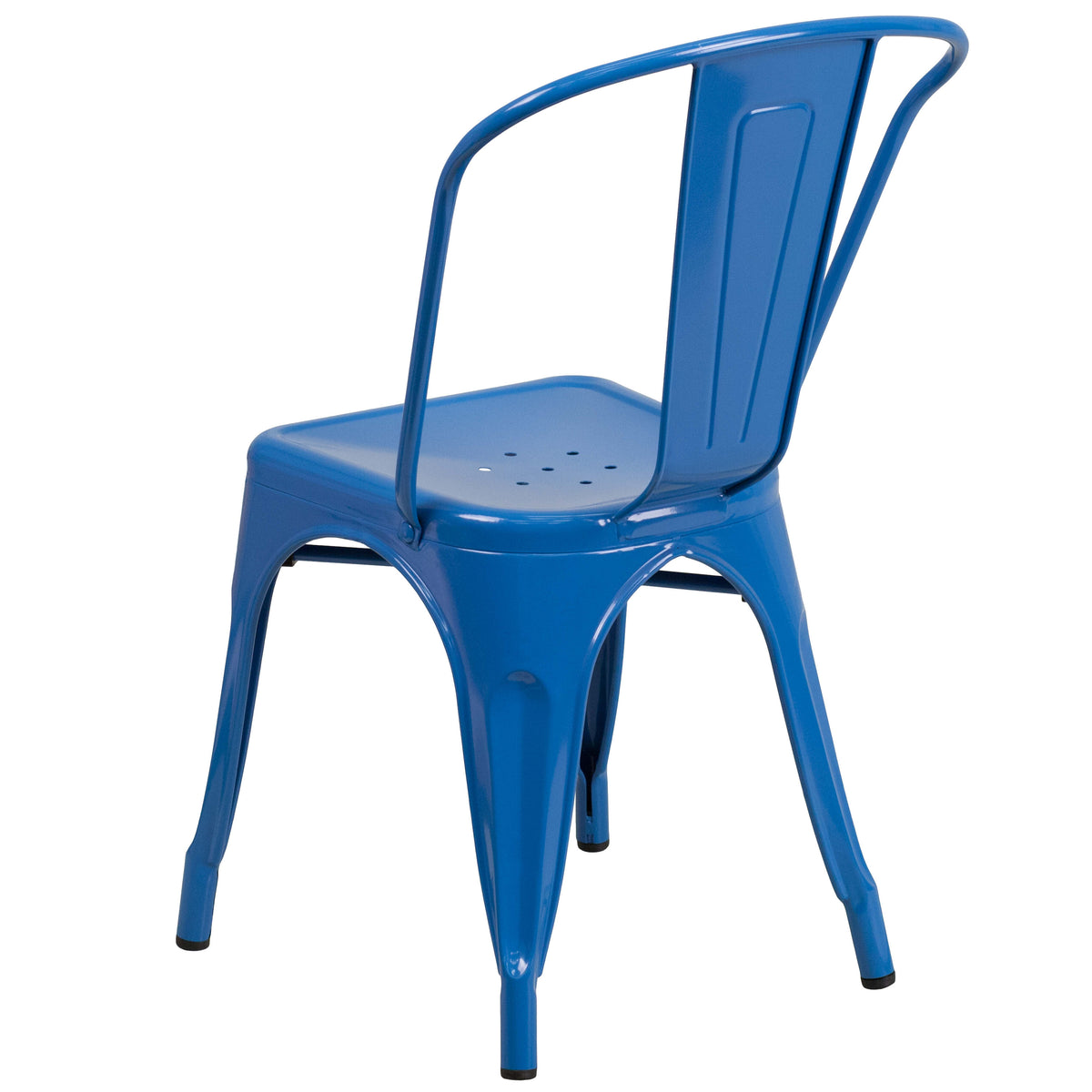 Blue |#| 31.5" Square Blue Metal Indoor-Outdoor Table Set with 4 Stack Chairs