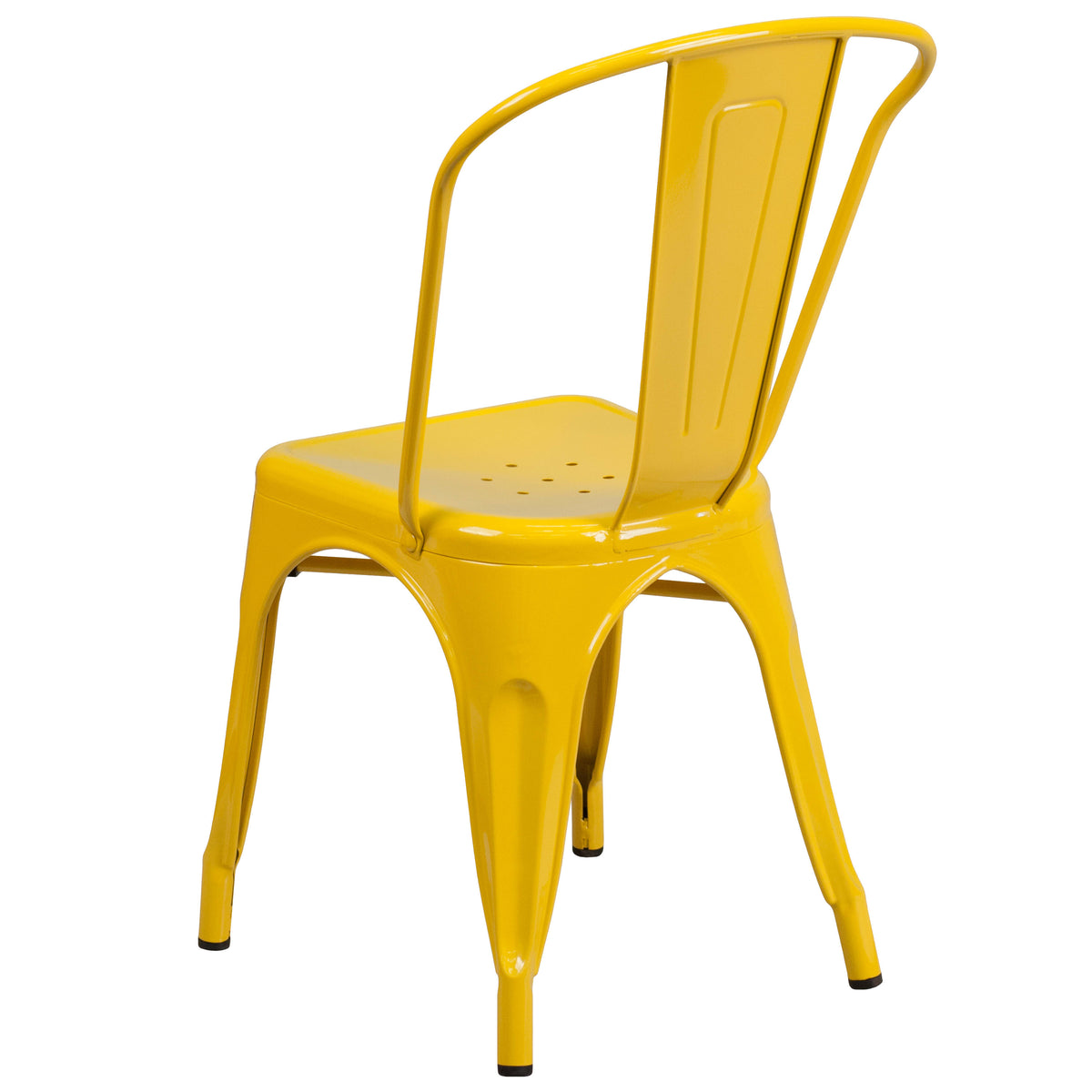 Yellow |#| 31.5" Square Yellow Metal Indoor-Outdoor Table Set with 4 Stack Chairs