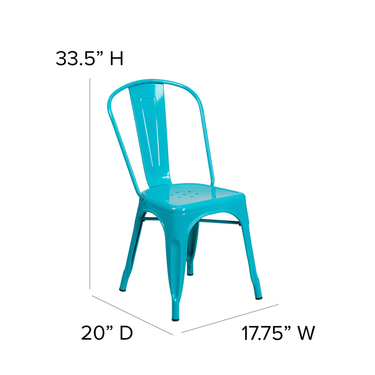 Crystal Teal-Blue |#| 31.5" Square Crystal Teal-Blue Metal Indoor-Outdoor Table Set w/ 4 Stack Chairs