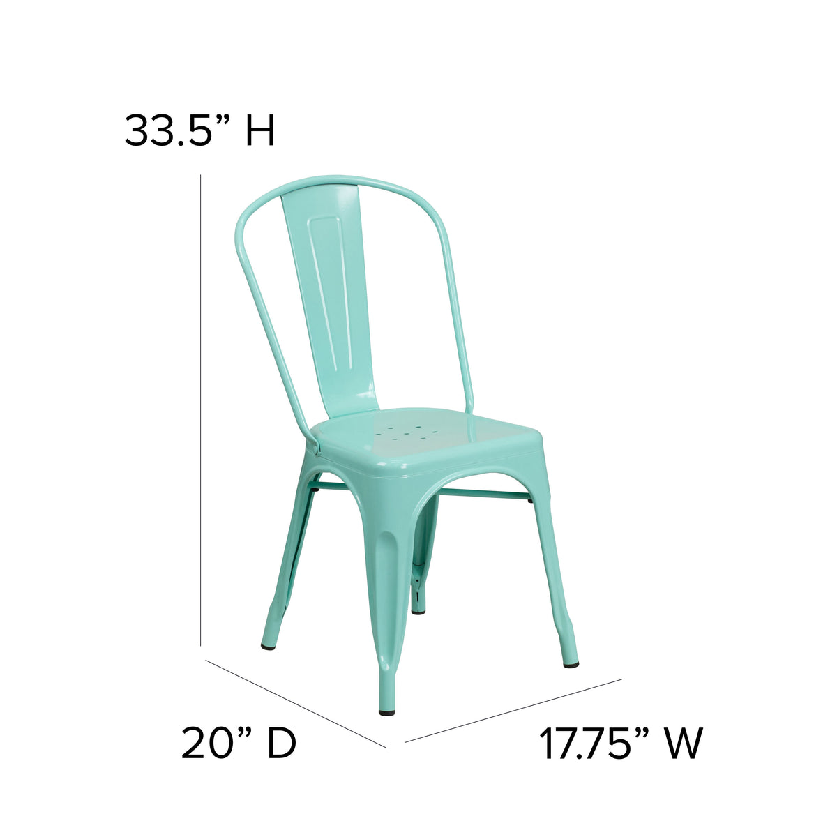 Mint Green |#| 31.5" Square Mint Green Metal Indoor-Outdoor Table Set with 4 Stack Chairs