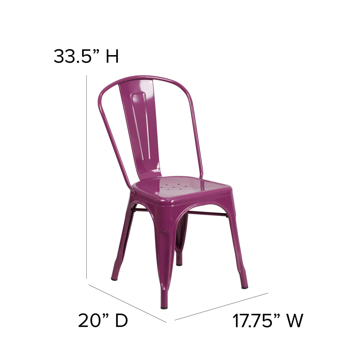 Purple |#| 31.5" Square Purple Metal Indoor-Outdoor Table Set with 4 Stack Chairs