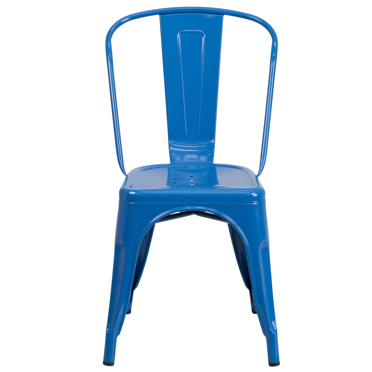 Blue |#| 31.5" Square Blue Metal Indoor-Outdoor Table Set with 4 Stack Chairs