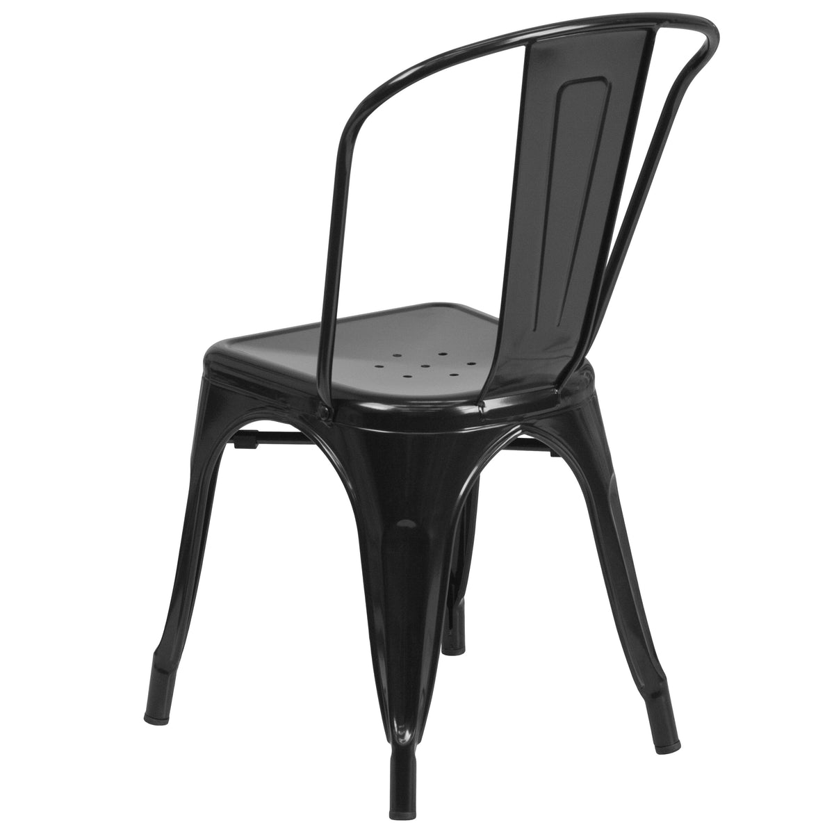 Black |#| 31.5" Square Black Metal Indoor-Outdoor Table Set with 4 Stack Chairs