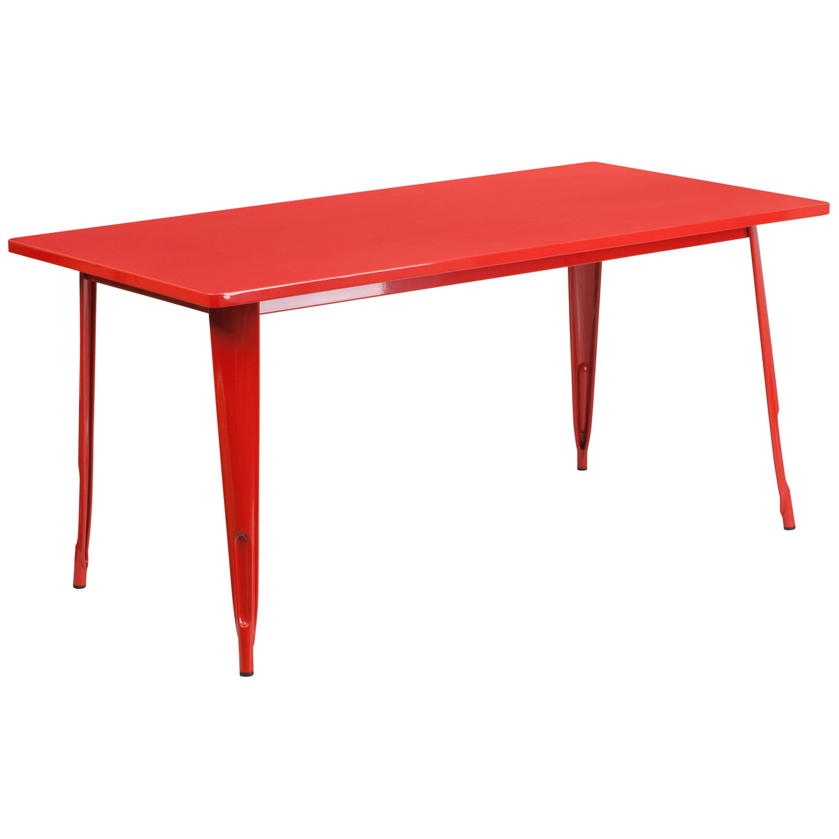 Red |#| 31.5" x 63" Rectangular Red Metal Indoor-Outdoor Table - Industrial Table