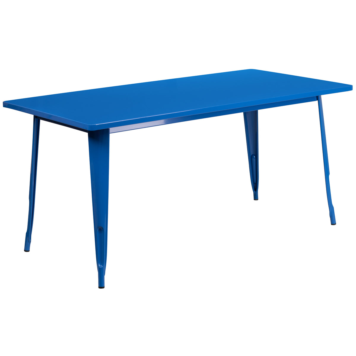 Blue |#| 31.5" x 63" Rectangular Blue Metal Indoor-Outdoor Table - Industrial Table
