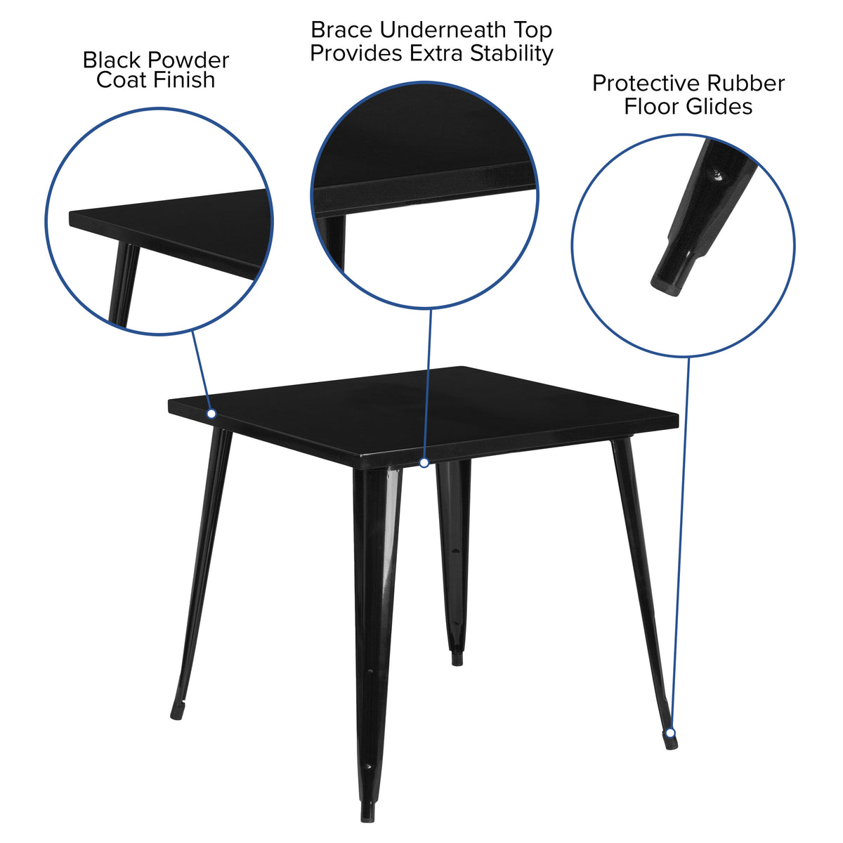 Black |#| 31.75" Square Black Metal Indoor-Outdoor Table - Event Table