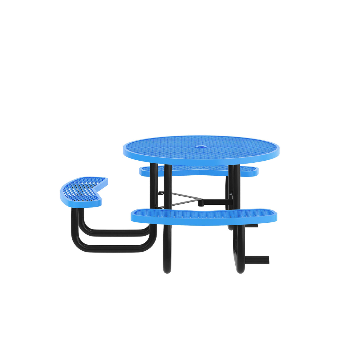 Blue |#| 46" Round Wheelchair Accessible Metal Picnic Table with Ground Anchors - Blue