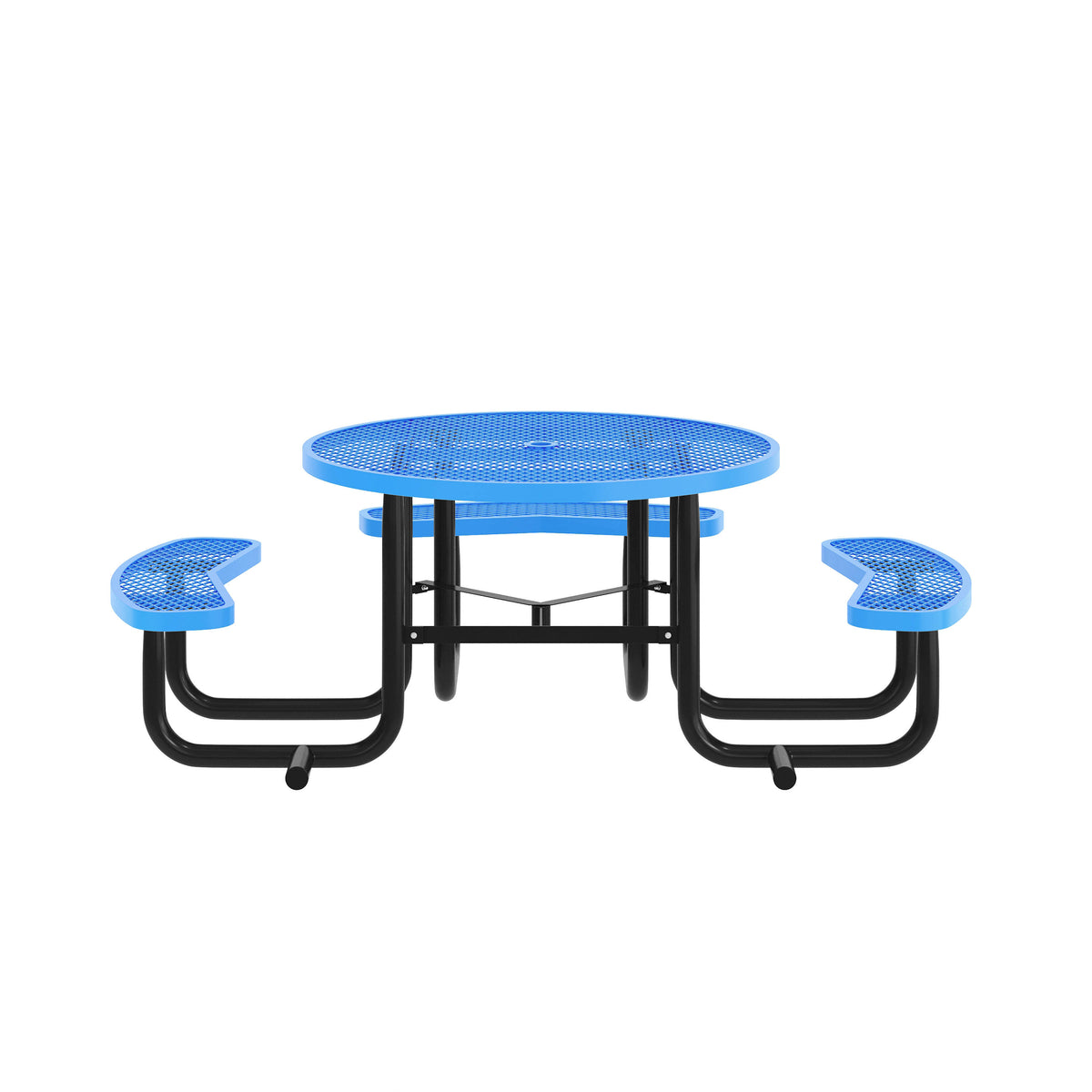 Blue |#| 46" Round Wheelchair Accessible Metal Picnic Table with Ground Anchors - Blue