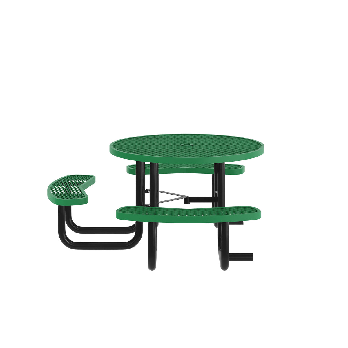 Green |#| 46" Round Wheelchair Accessible Metal Picnic Table with Ground Anchors - Green