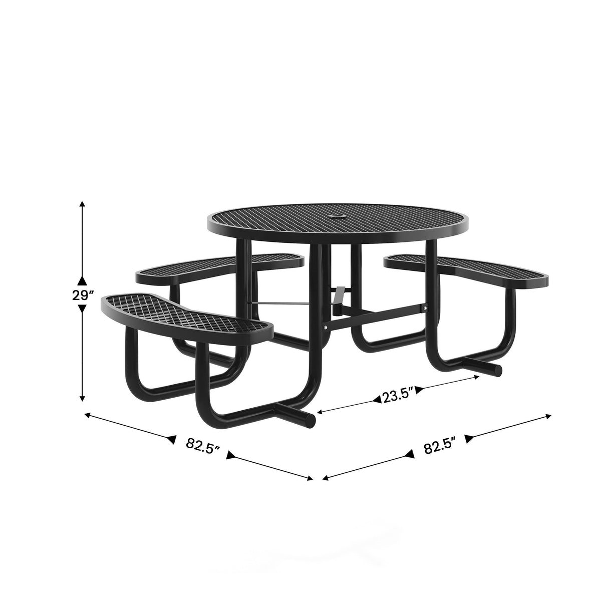 Black |#| 46" Round Wheelchair Accessible Metal Picnic Table with Ground Anchors - Black