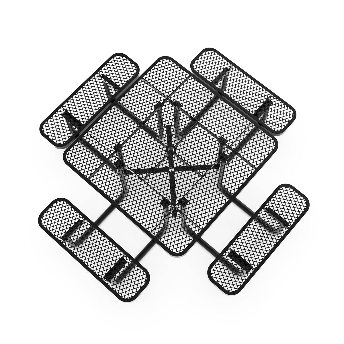 Black |#| Commercial Grade 46 Inch Square Expanded Mesh Metal Outdoor Picnic Table - Black