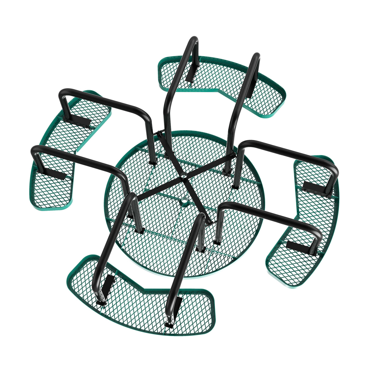 Green |#| Commercial Grade 46 Inch Round Expanded Mesh Metal Outdoor Picnic Table - Green