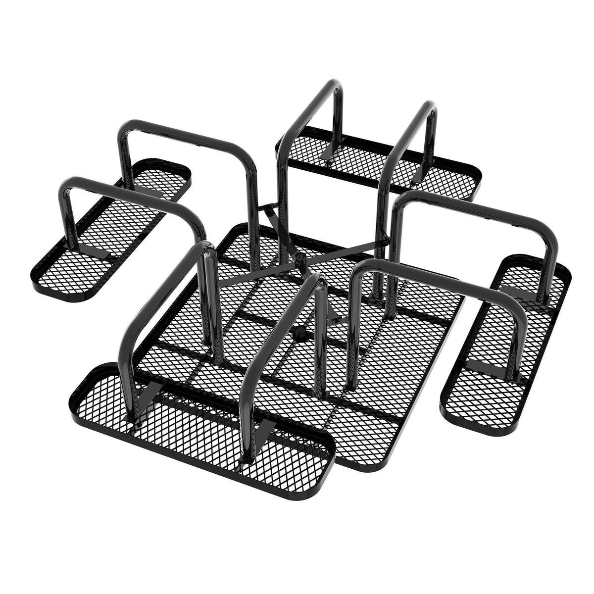 Black |#| Commercial 46 Inch Square Expanded Mesh Metal Picnic Table with Anchors - Black