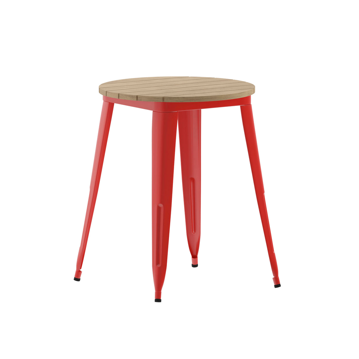 Brown Top/Red Frame |#| 23.75" RD Commercial Poly Resin Restaurant Table with Steel Frame-Brown/Red
