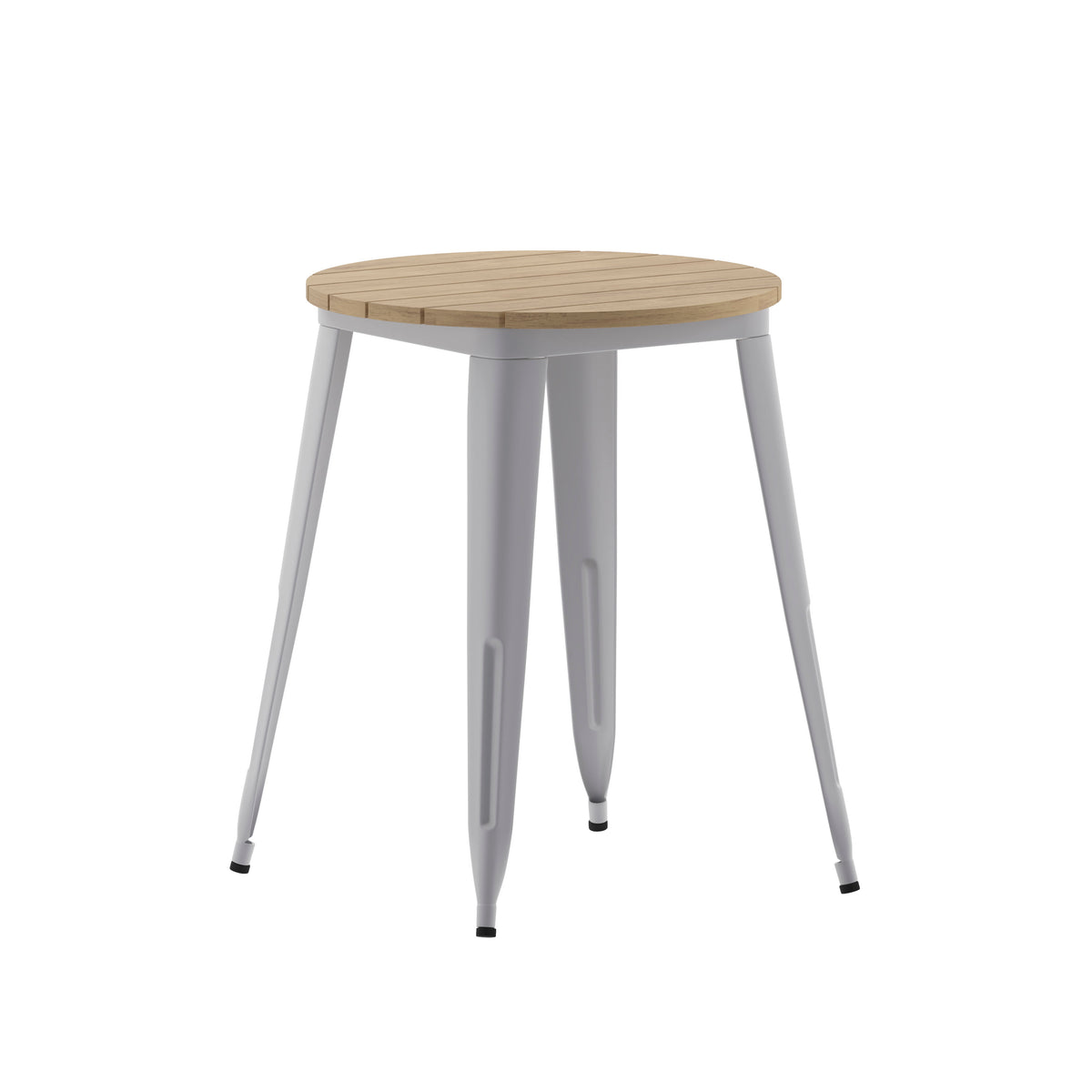 Brown Top/Silver Frame |#| 23.75" RD Commercial Poly Resin Restaurant Table with Steel Frame-Brown/Silver