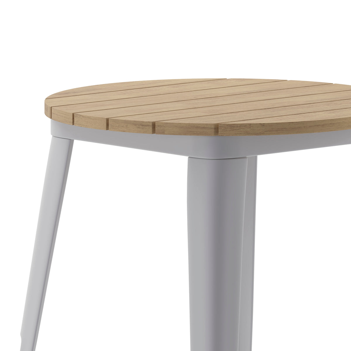 Brown Top/Silver Frame |#| 23.75" RD Commercial Poly Resin Restaurant Table with Steel Frame-Brown/Silver