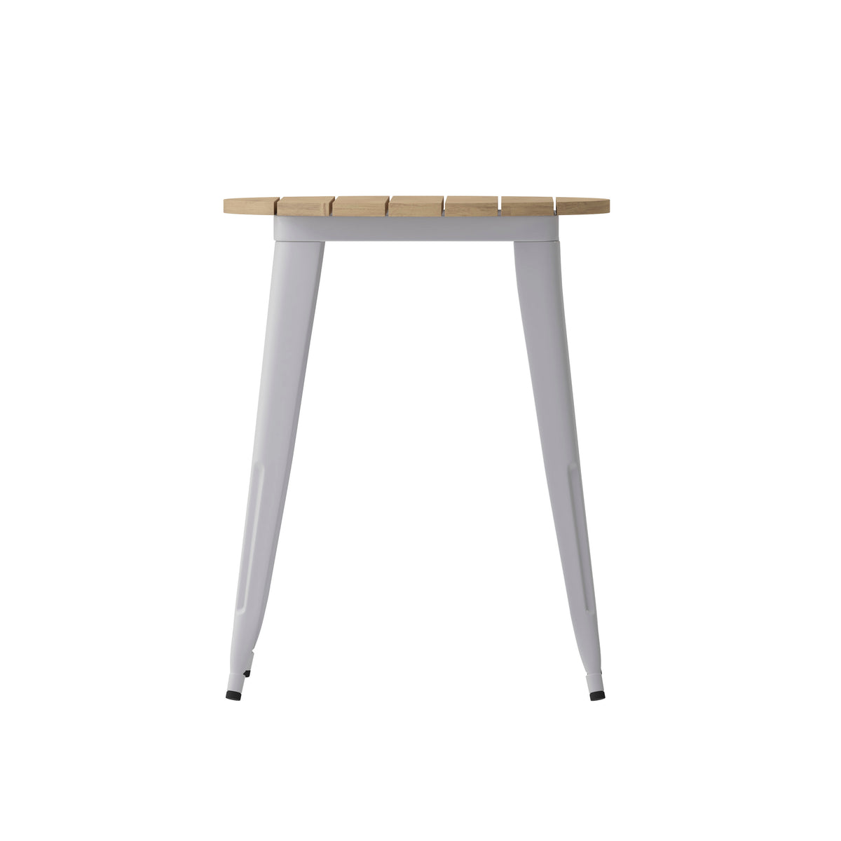 Brown Top/Silver Frame |#| 23.75" RD Commercial Poly Resin Restaurant Table with Steel Frame-Brown/Silver