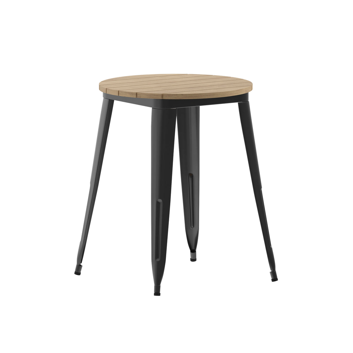 Brown Top/Black Frame |#| 23.75" RD Commercial Poly Resin Restaurant Table with Steel Frame-Brown/Black