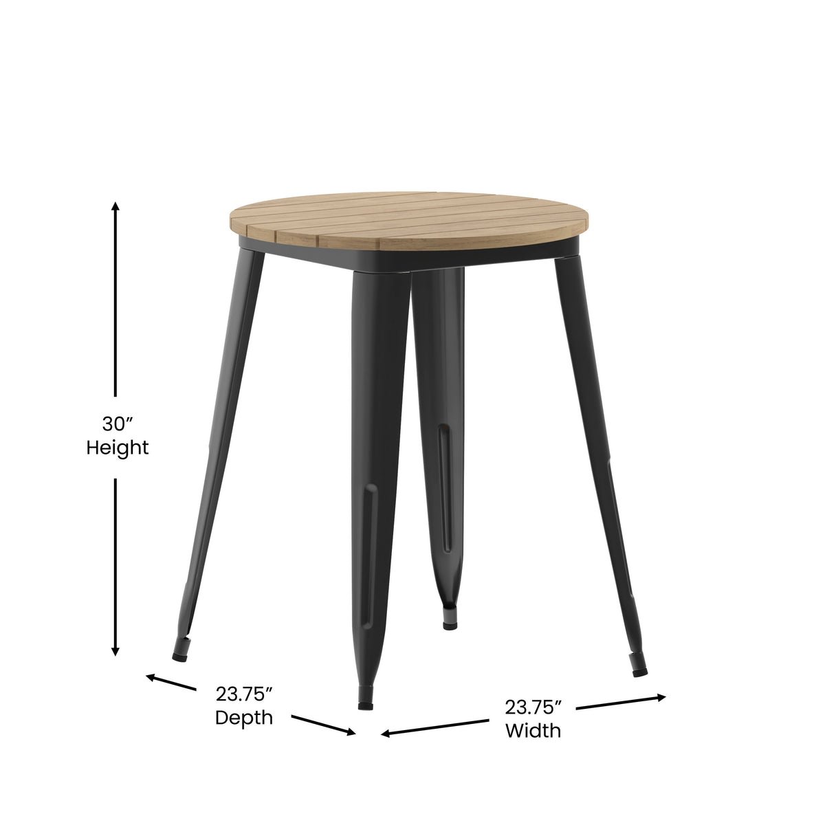 Brown Top/Black Frame |#| 23.75" RD Commercial Poly Resin Restaurant Table with Steel Frame-Brown/Black