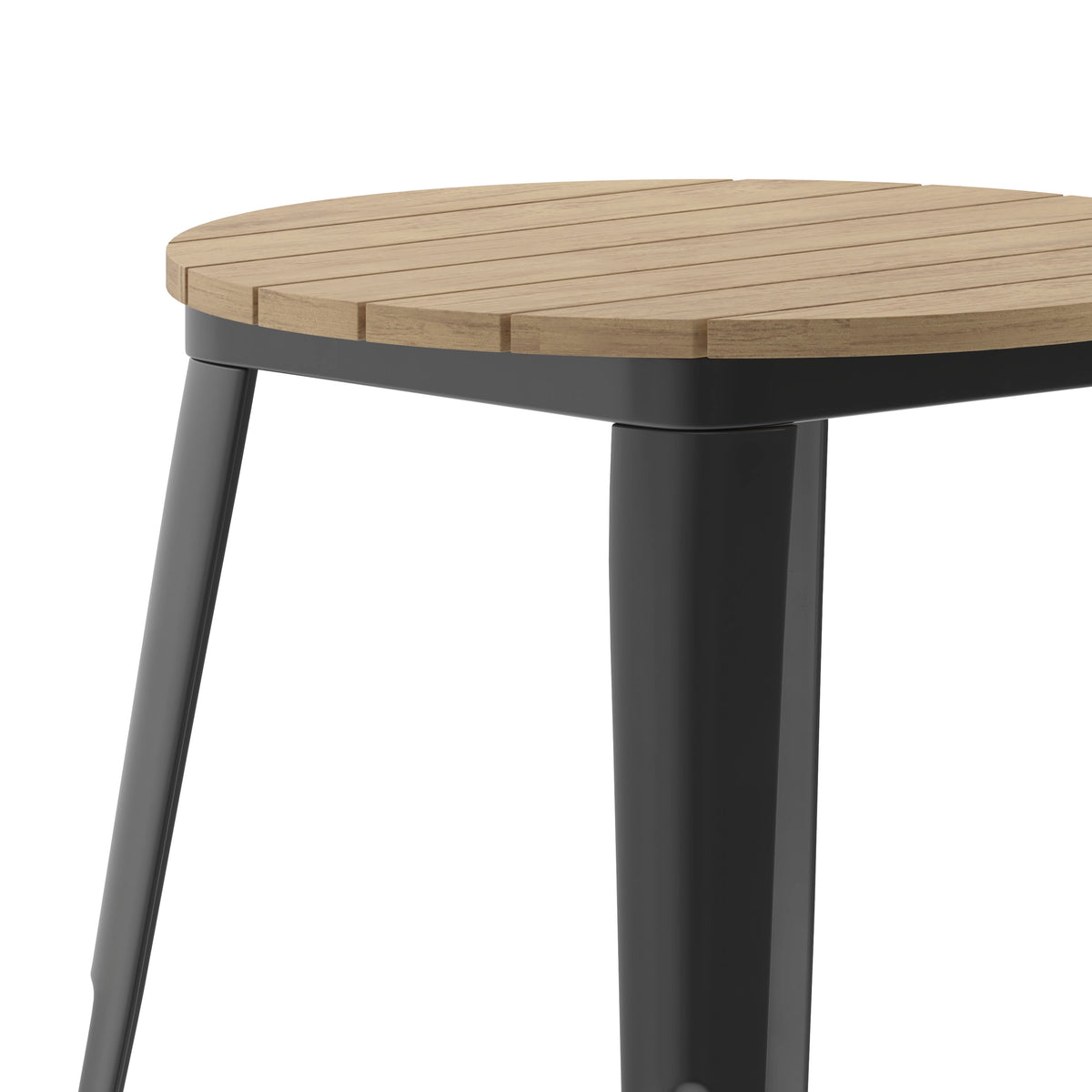 Brown Top/Black Frame |#| 23.75" RD Commercial Poly Resin Restaurant Table with Steel Frame-Brown/Black