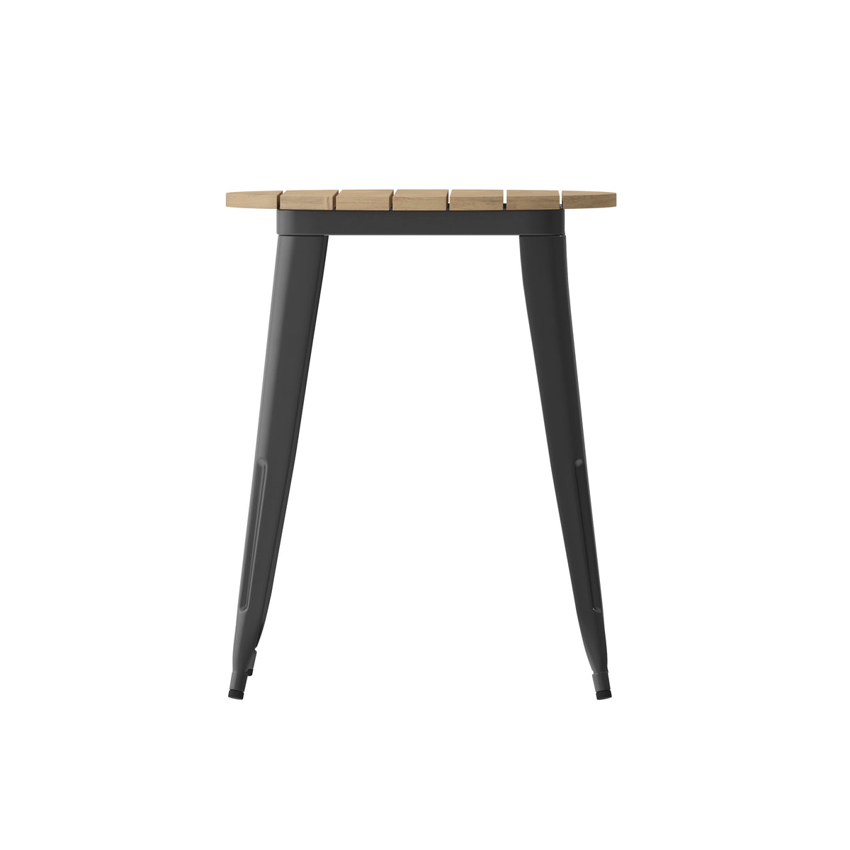 Brown Top/Black Frame |#| 23.75" RD Commercial Poly Resin Restaurant Table with Steel Frame-Brown/Black