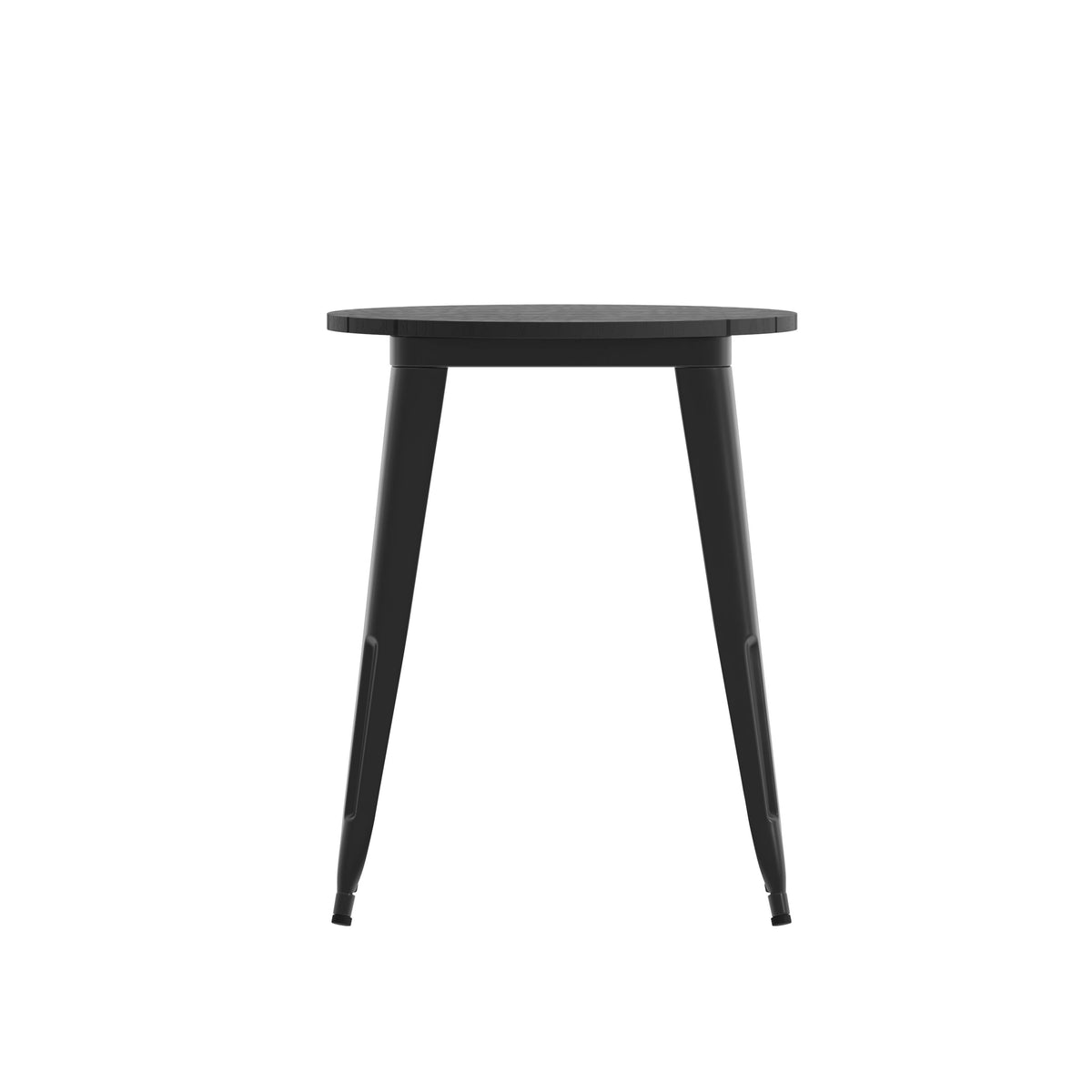 Black Top/Black Frame |#| 23.75" RD Commercial Poly Resin Restaurant Table with Steel Frame-Black/Black