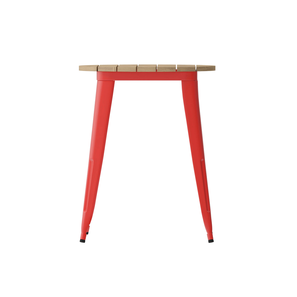 Brown Top/Red Frame |#| 23.75" RD Commercial Poly Resin Restaurant Table with Steel Frame-Brown/Red