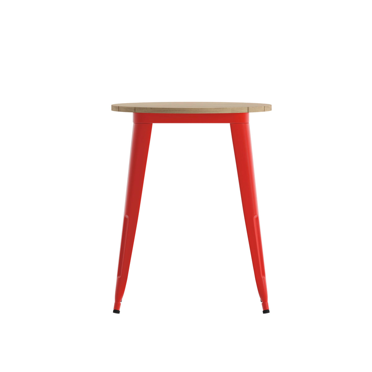 Brown Top/Red Frame |#| 23.75" RD Commercial Poly Resin Restaurant Table with Steel Frame-Brown/Red