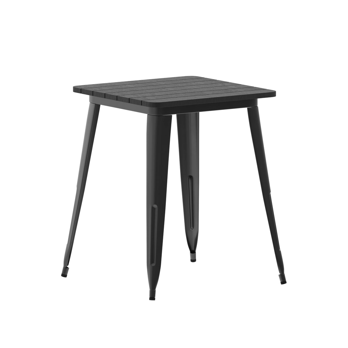 Black Top/Black Frame |#| 23.75" SQ Commercial Poly Resin Restaurant Table with Steel Frame-Black/Black