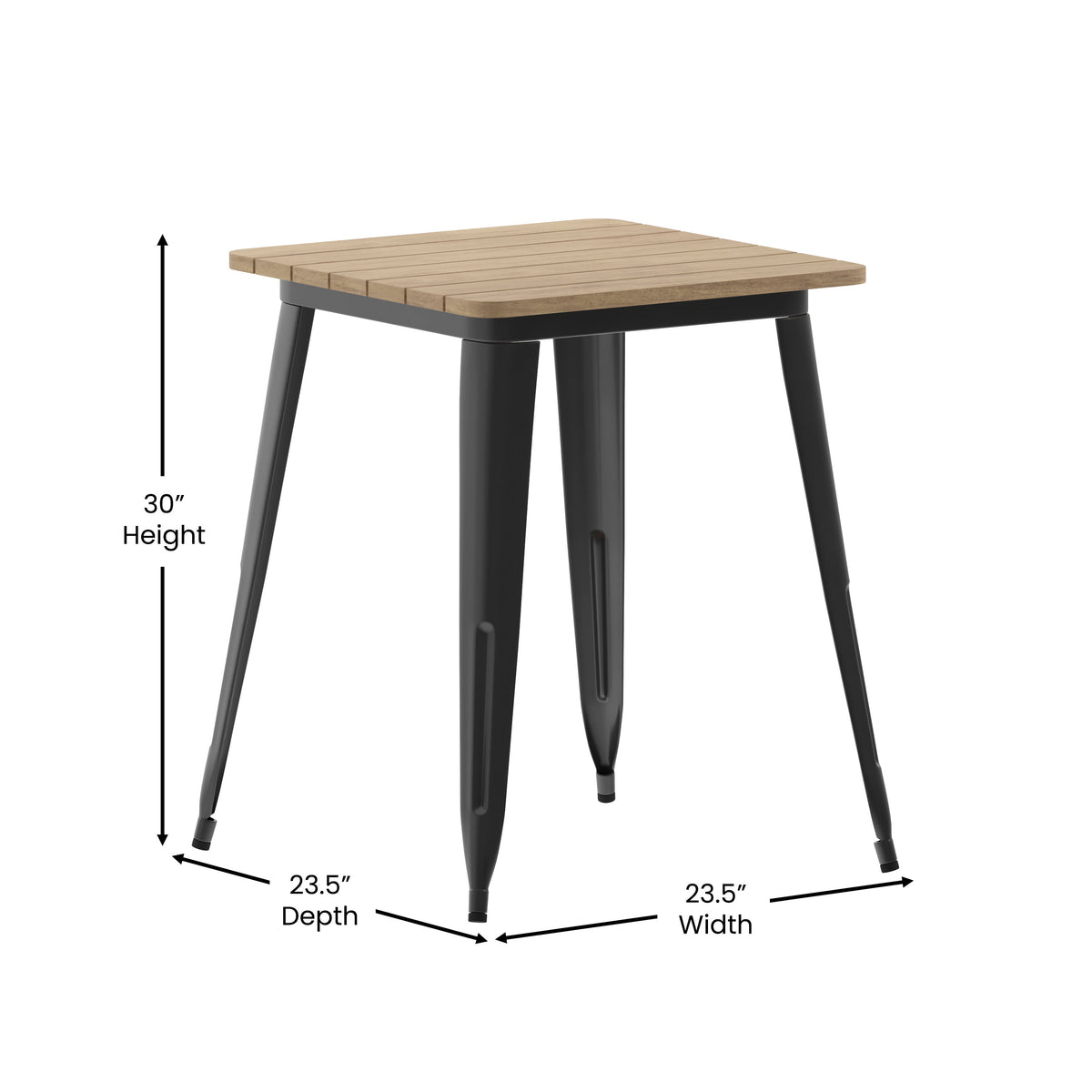 Brown Top/Black Frame |#| 23.75" SQ Commercial Poly Resin Restaurant Table with Steel Frame-Brown/Black
