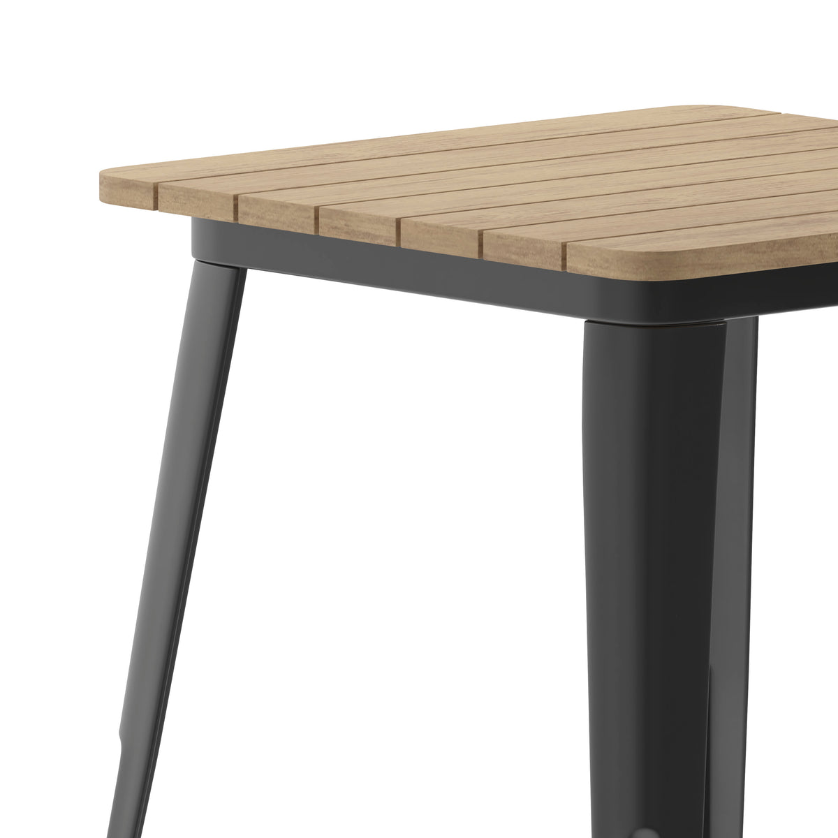 Brown Top/Black Frame |#| 23.75" SQ Commercial Poly Resin Restaurant Table with Steel Frame-Brown/Black