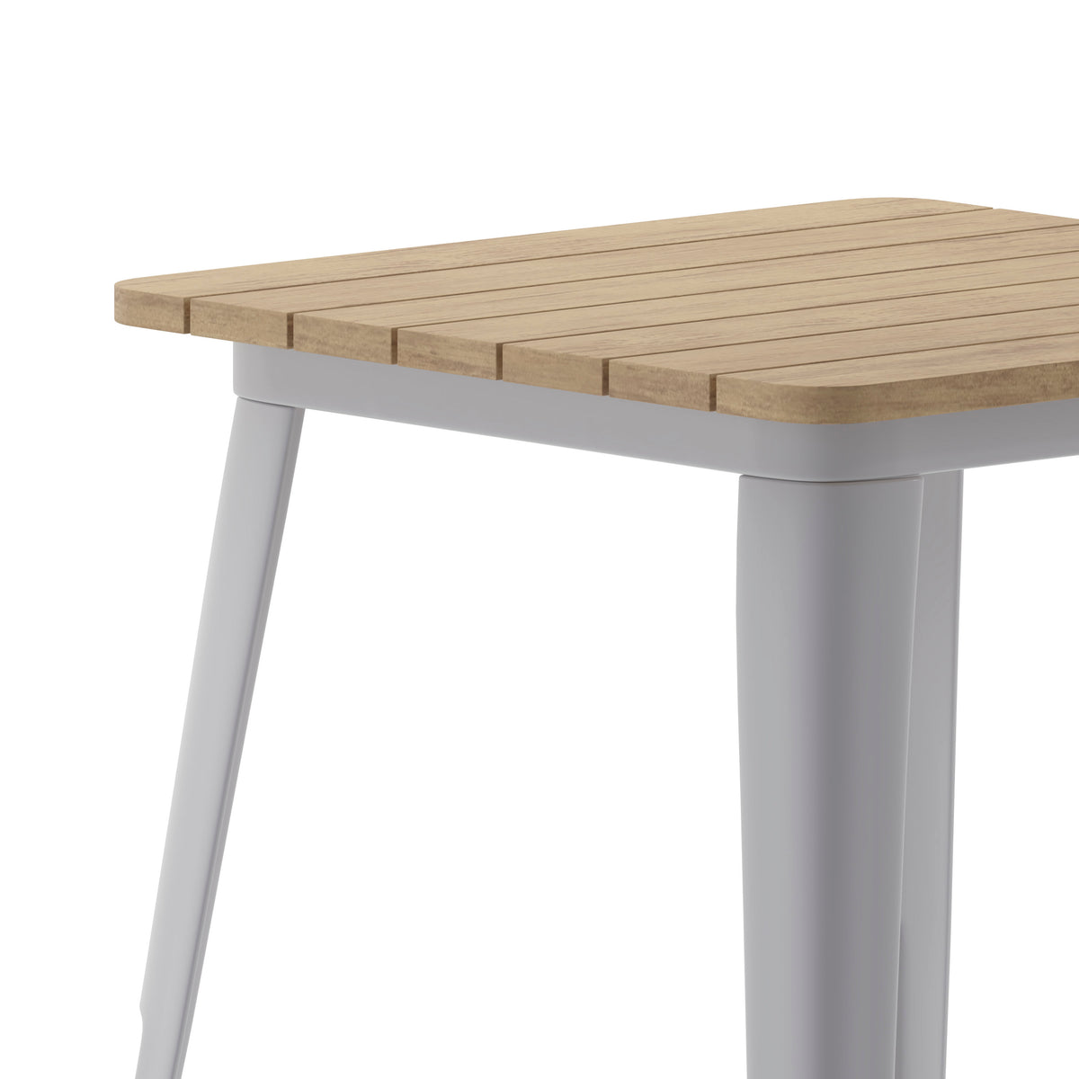 Brown Top/Silver Frame |#| 23.75" SQ Commercial Poly Resin Restaurant Table with Steel Frame-Brown/Silver