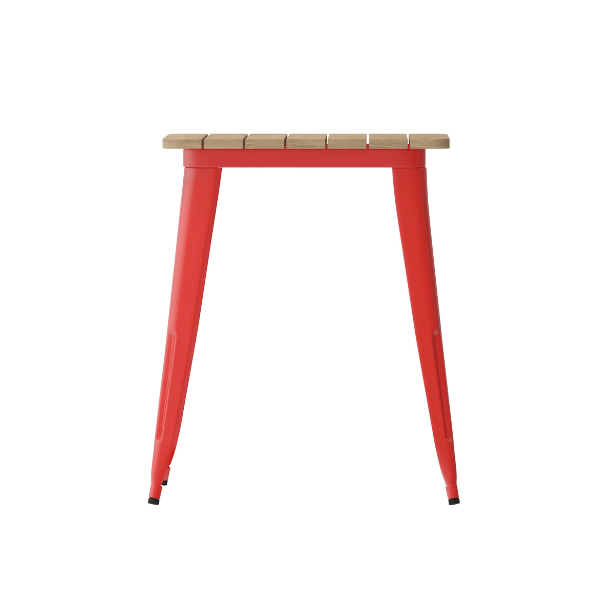 Brown Top/Red Frame |#| 23.75" SQ Commercial Poly Resin Restaurant Table with Steel Frame-Brown/Red