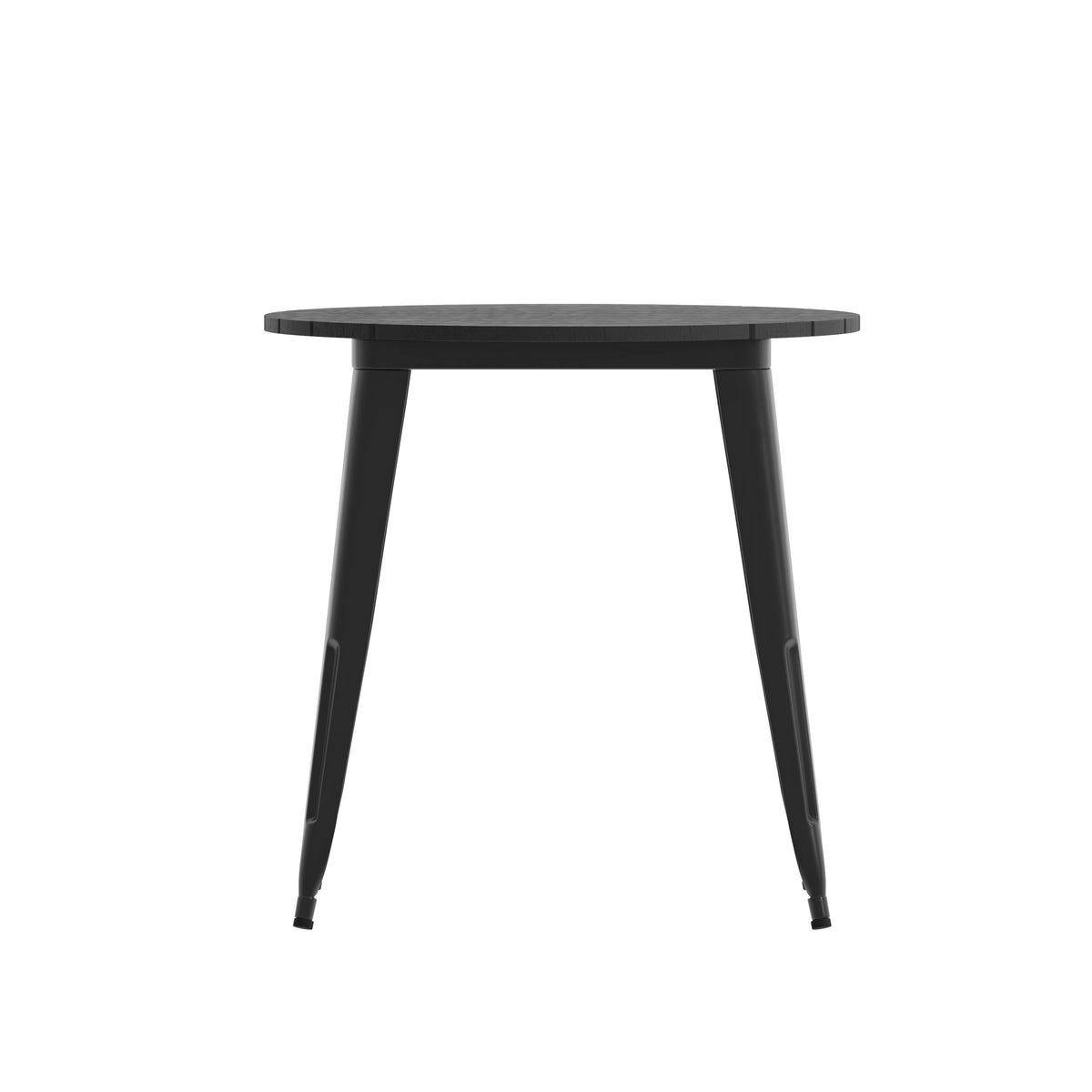 Black Top/Black Frame |#| 30" RD Commercial Poly Resin Restaurant Table with Steel Frame-Black/Black