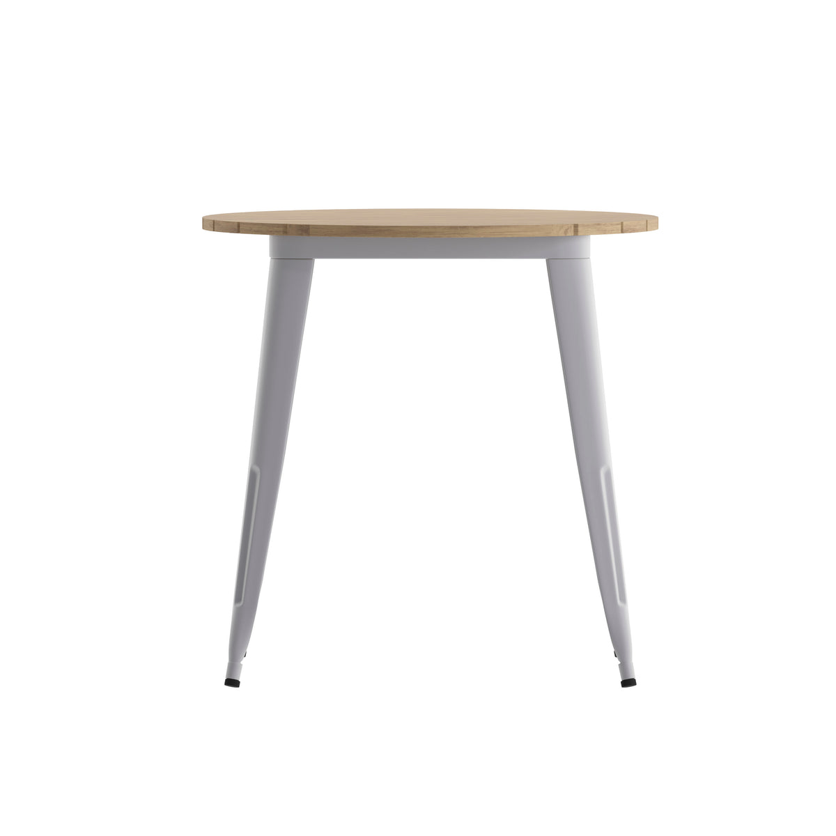 Brown Top/Silver Frame |#| 30" RD Commercial Poly Resin Restaurant Table with Steel Frame-Brown/Silver