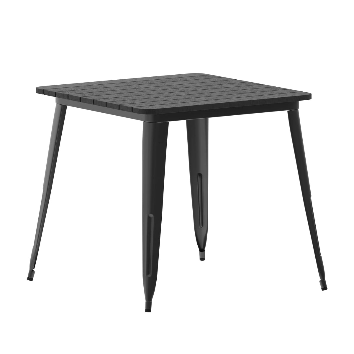 Black Top/Black Frame |#| 31.5" SQ Commercial Poly Resin Restaurant Table with Steel Frame-Black/Black