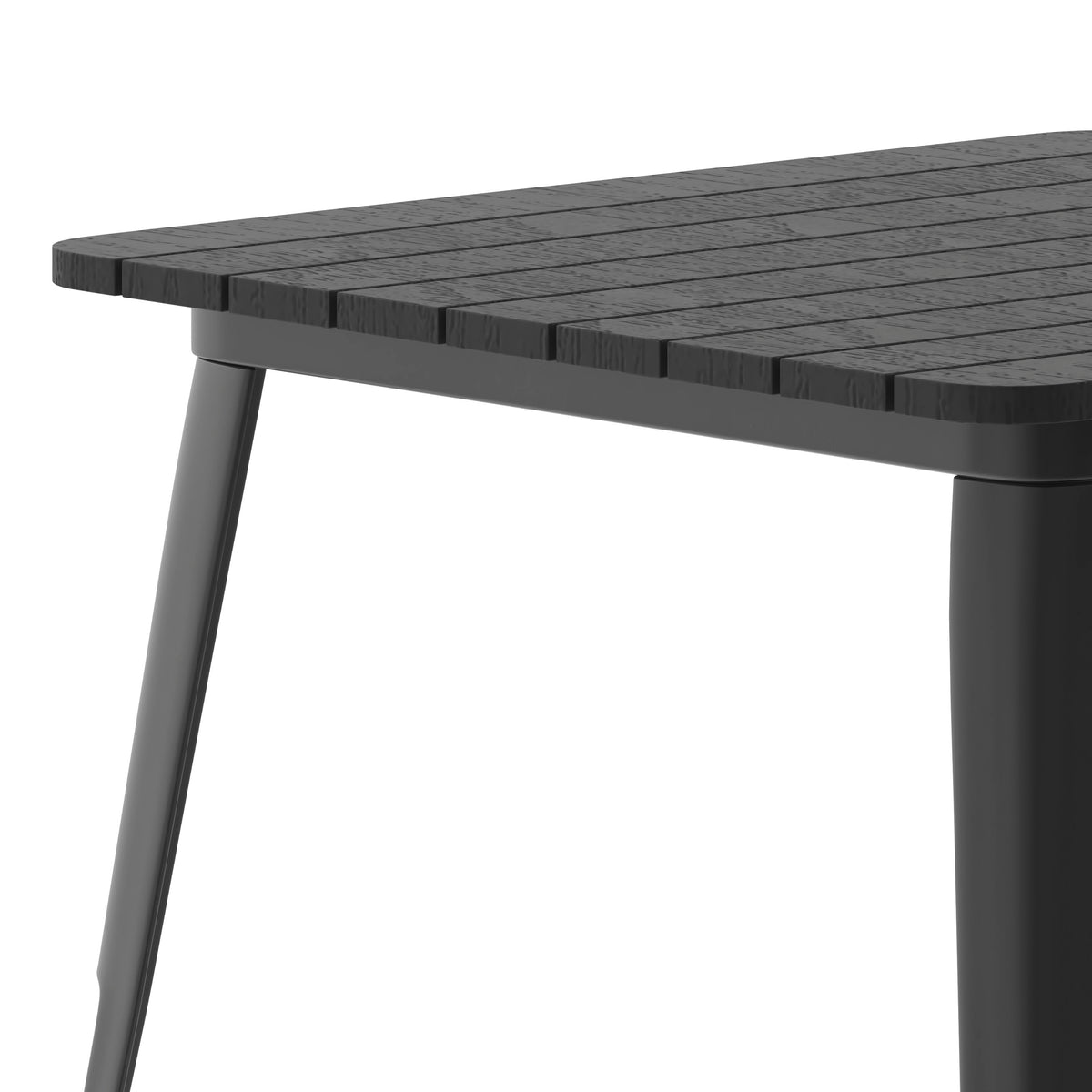 Black Top/Black Frame |#| 31.5" SQ Commercial Poly Resin Restaurant Table with Steel Frame-Black/Black