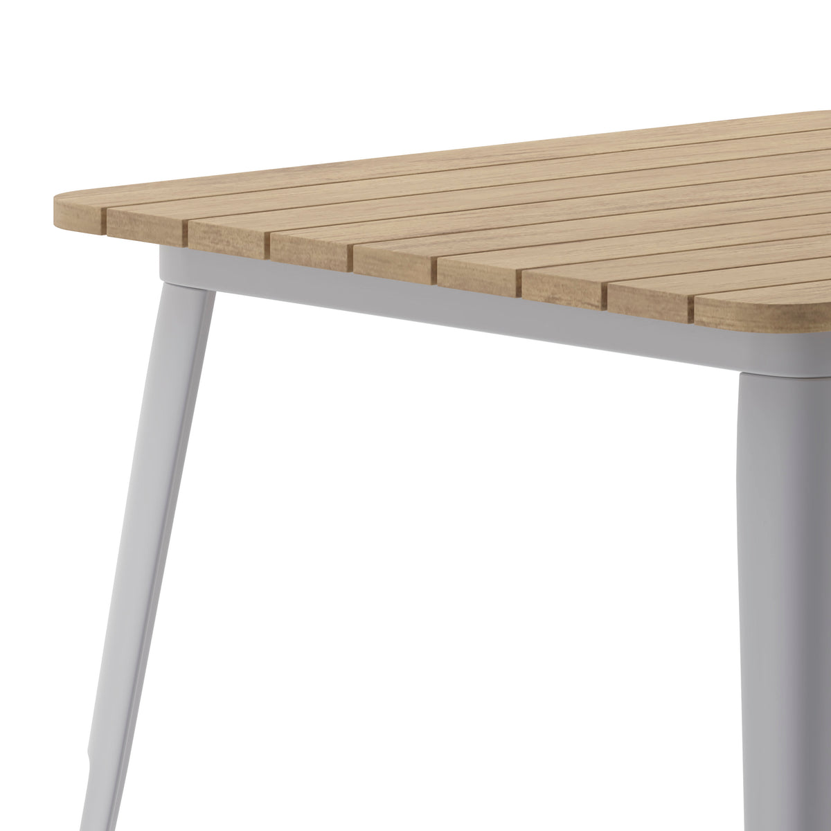 Brown Top/Silver Frame |#| 31.5" SQ Commercial Poly Resin Restaurant Table with Steel Frame-Brown/Silver