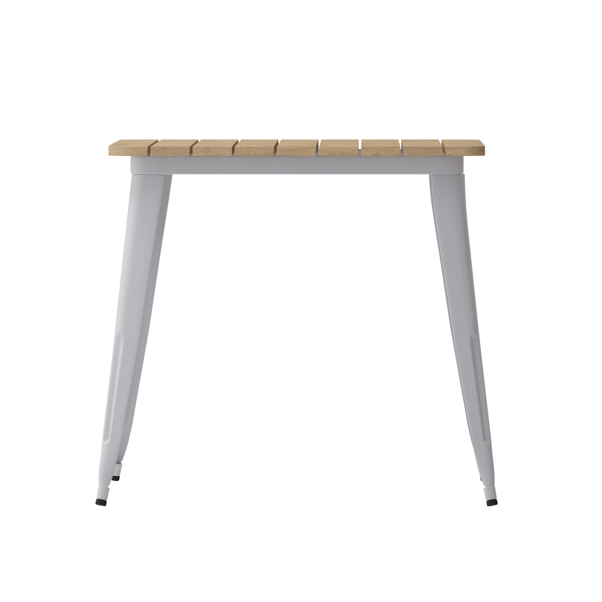 Brown Top/Silver Frame |#| 31.5" SQ Commercial Poly Resin Restaurant Table with Steel Frame-Brown/Silver