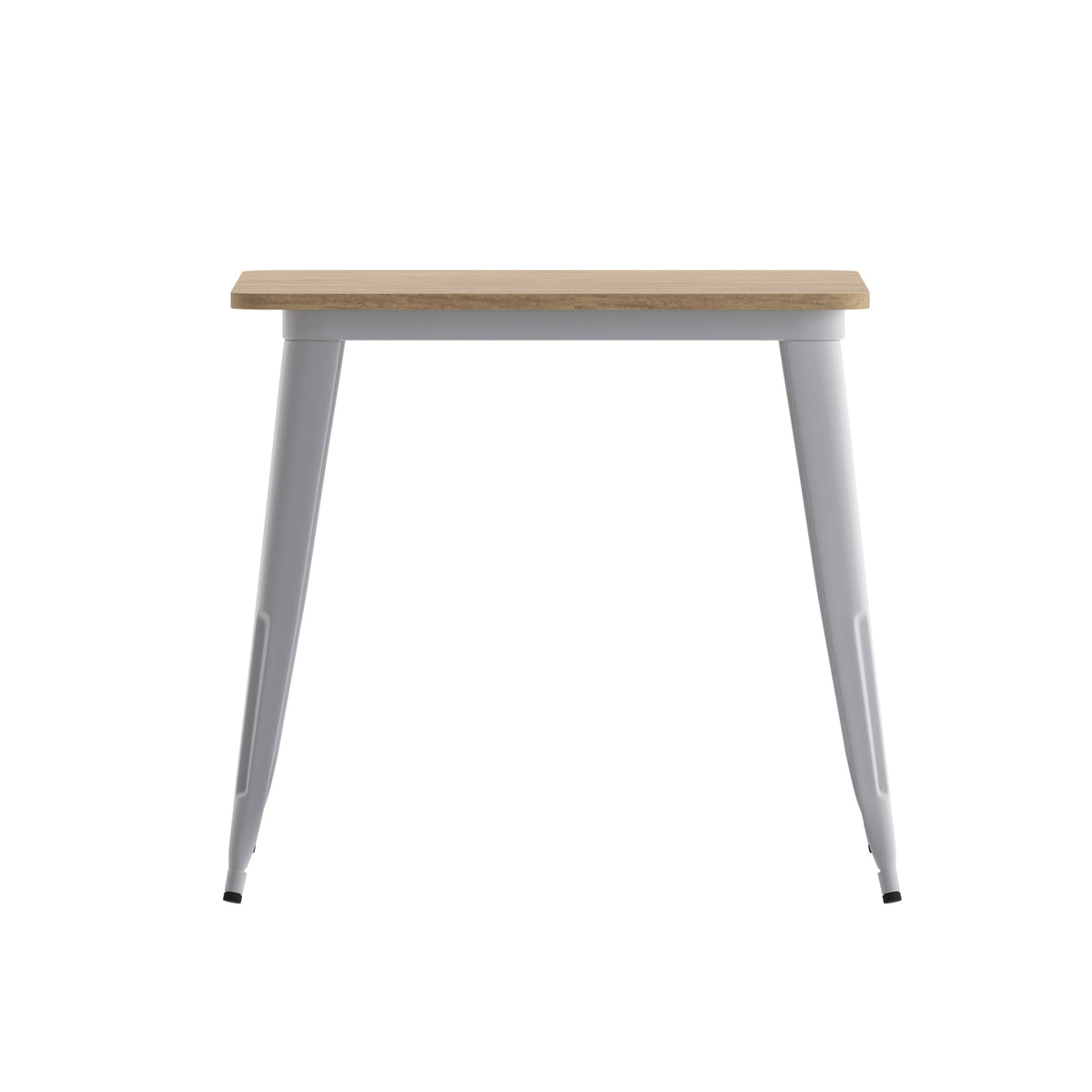 Brown Top/Silver Frame |#| 31.5" SQ Commercial Poly Resin Restaurant Table with Steel Frame-Brown/Silver
